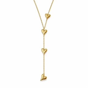 Amour Y-halsband med hjärtan i guld