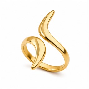 Flamme skulptural ring i guld