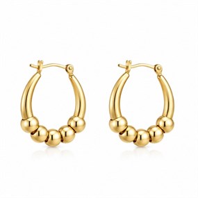 Perla hoops med fem kulor i guld