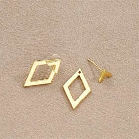 Losange geometriska stiftörhängen i guld